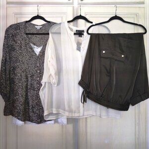 Mint Velvet Cargo Joggers, Ivory Top, Olive Leopard Top, Cami, 4 Piece, SZ XXL